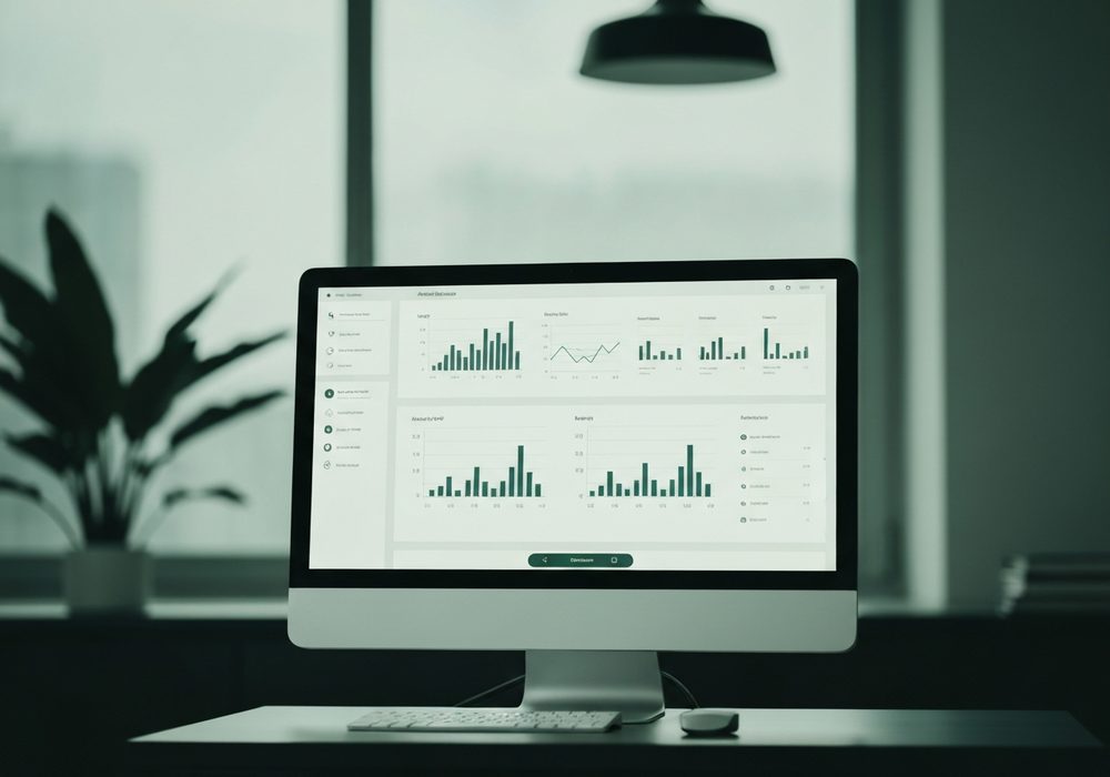 Marketing analytics dashboard on screen
